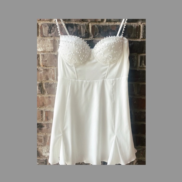 ETSY Bridal Pearl Satin Slip Dress Getting Ready Outfit - Picture 1 of 4